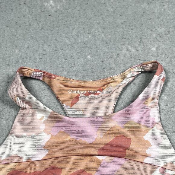 Outdoor Voices Crop Athletic Tank Top Sports Bra Sz Small Printed Camo Pink - Picture 2 of 11